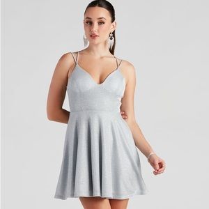 Windsor Glitzy And Gorgeous Glitter Knit Skater Dress -XXS
